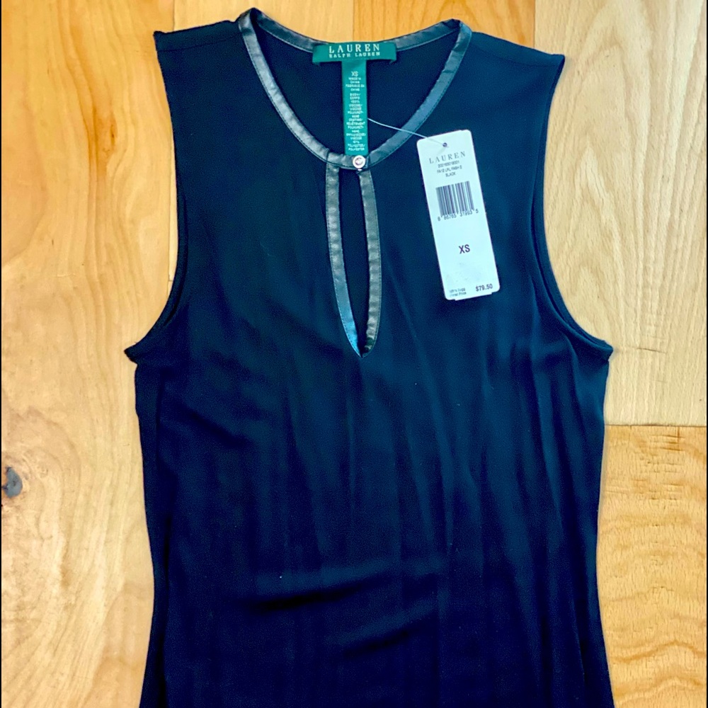 Ralph Lauren Sleeveless Blouse with Leather Accent